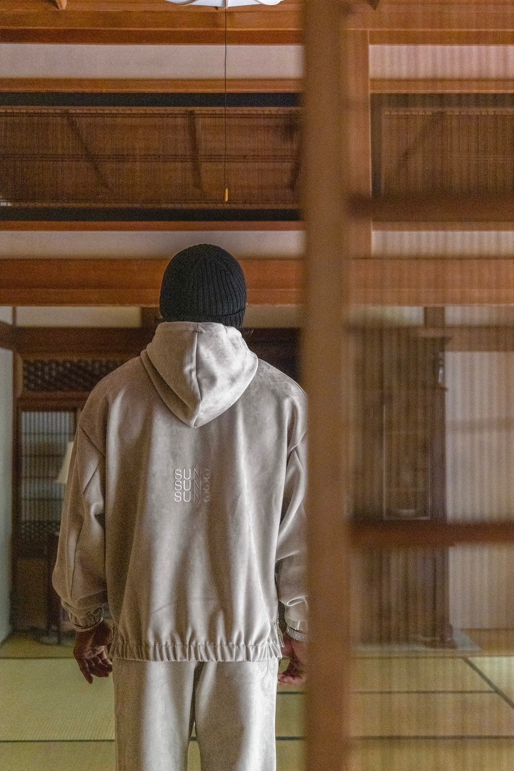 SUEDE SIDE ZIP HOODIE