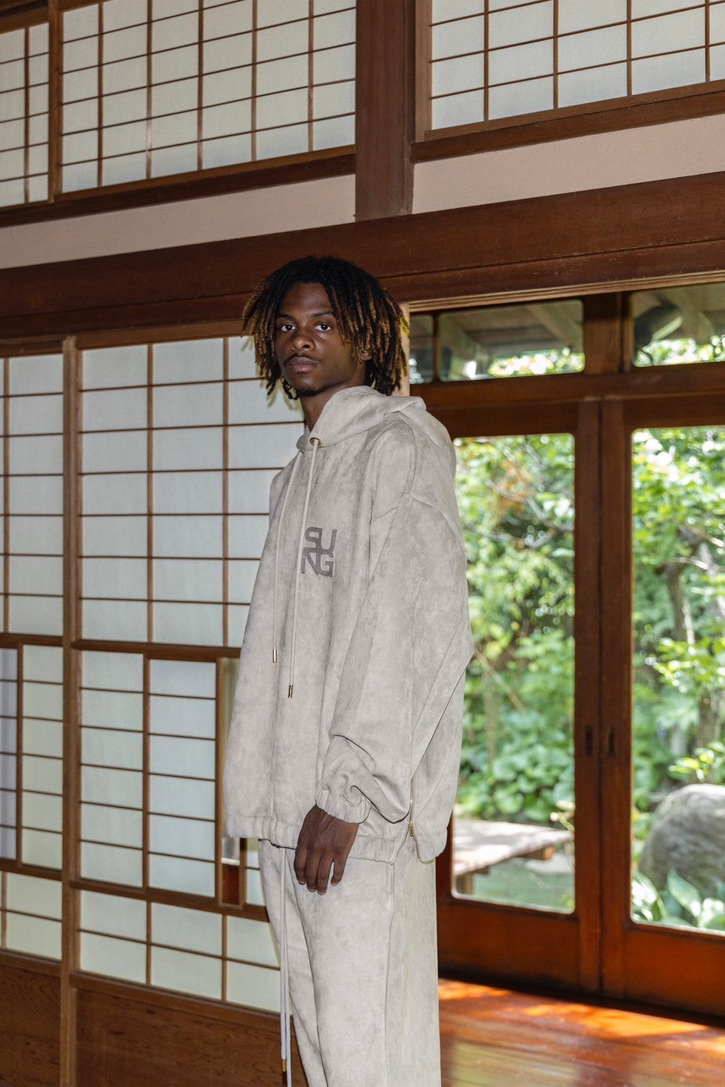 SUEDE SIDE ZIP HOODIE