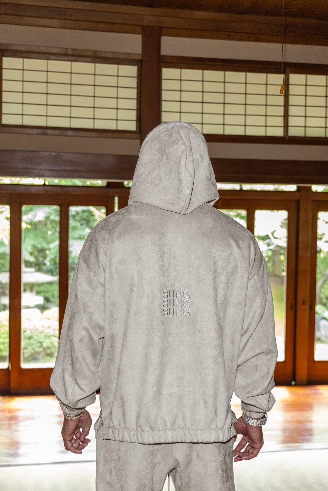 SUEDE SIDE ZIP HOODIE