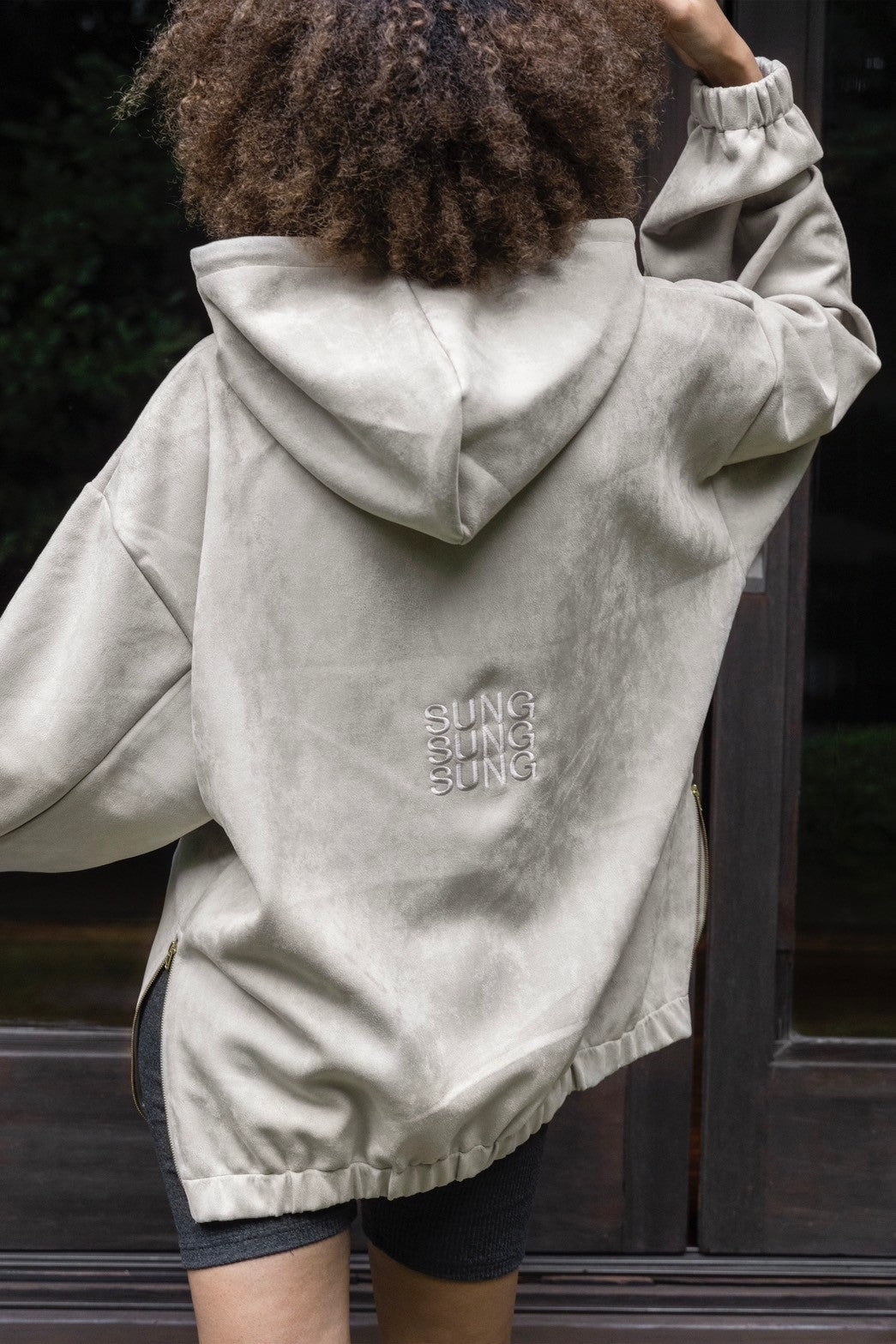 SUEDE SIDE ZIP HOODIE