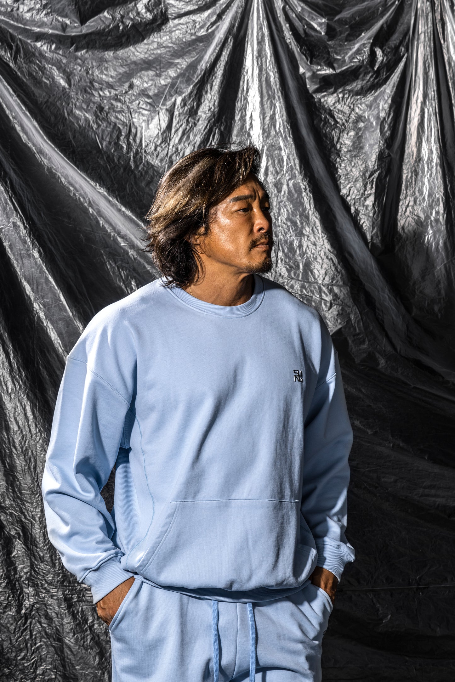 SIDE RIB SHINE LOGO SWEAT TOPS