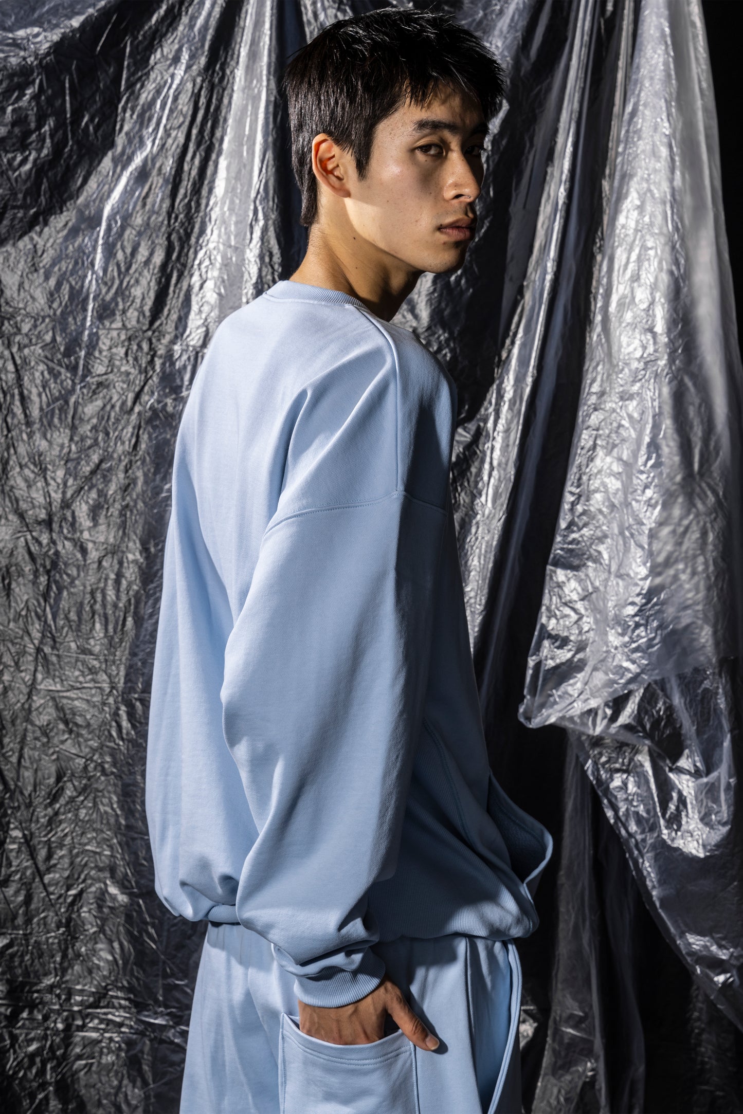 SIDE RIB SHINE LOGO SWEAT TOPS