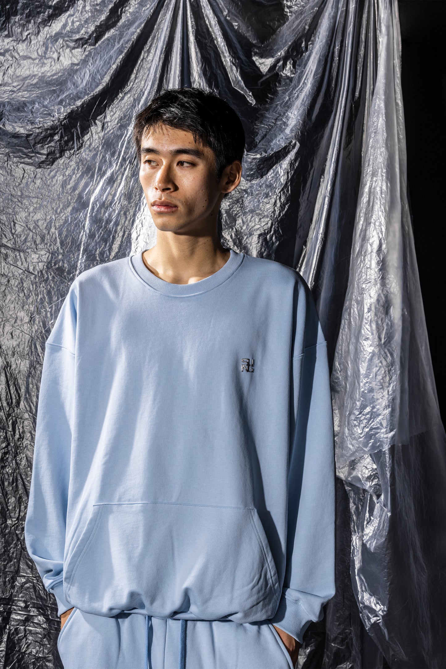 SIDE RIB SHINE LOGO SWEAT TOPS