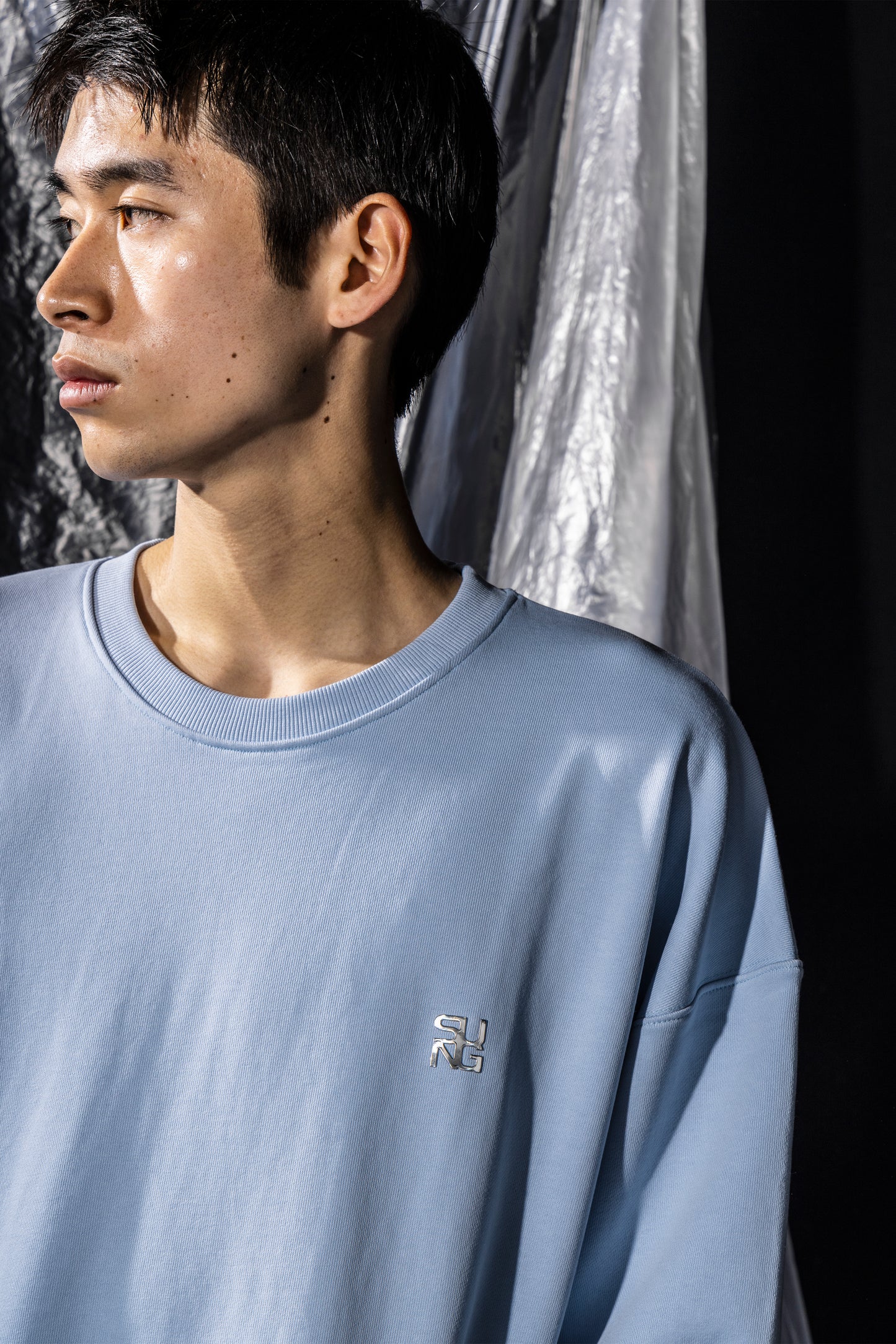SIDE RIB SHINE LOGO SWEAT TOPS