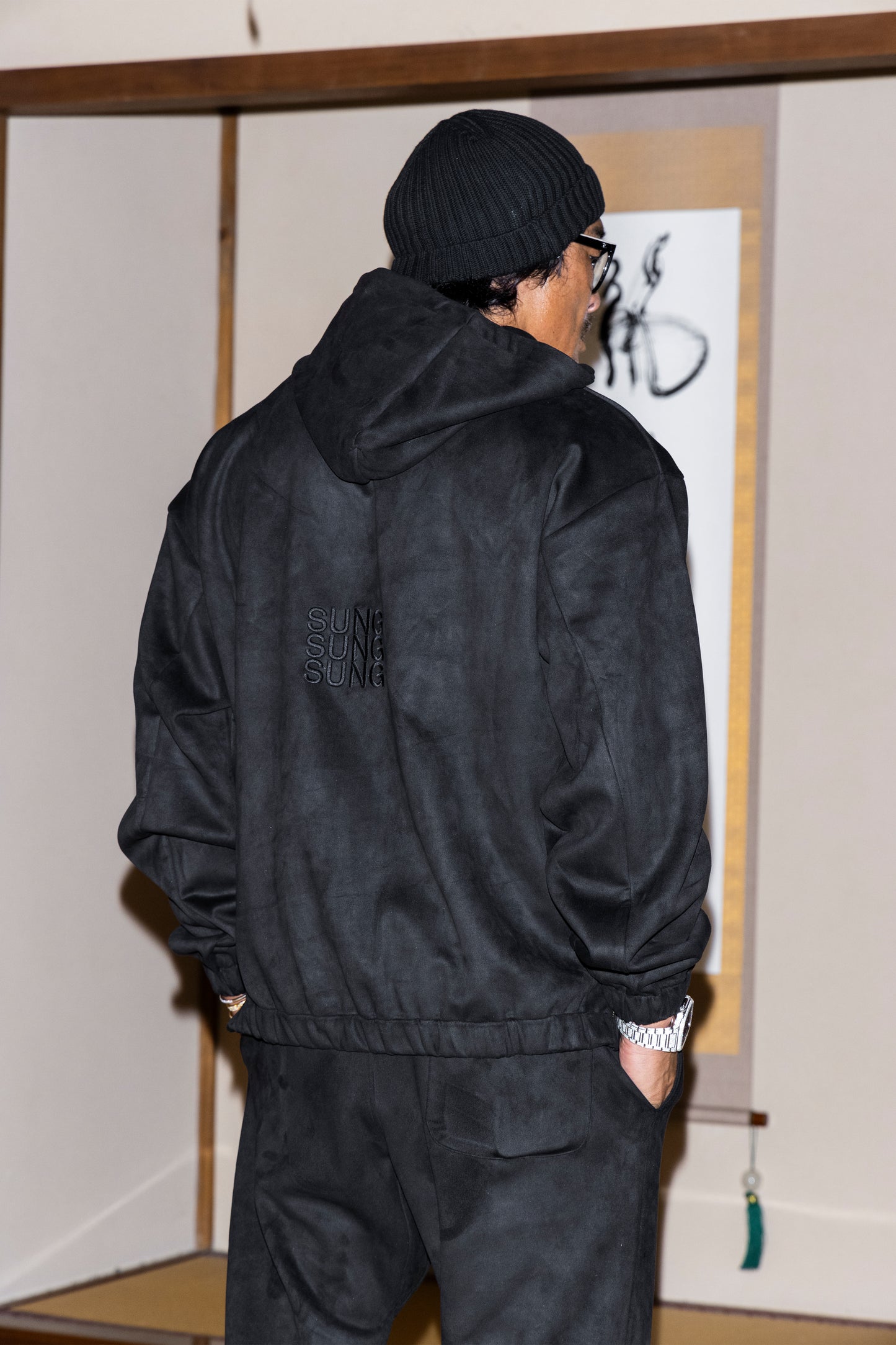 SUEDE SIDE ZIP HOODIE