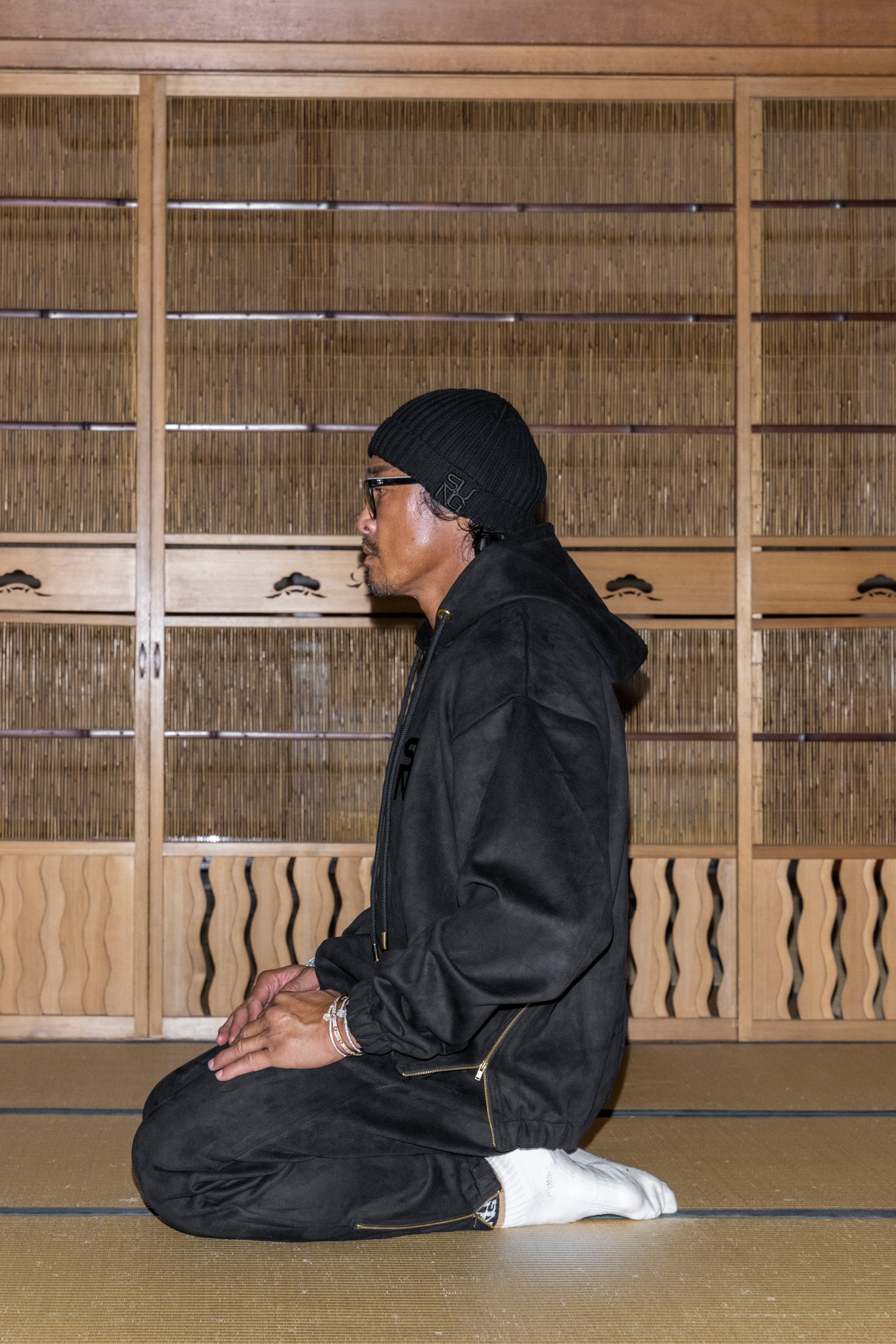 SUEDE SIDE ZIP HOODIE