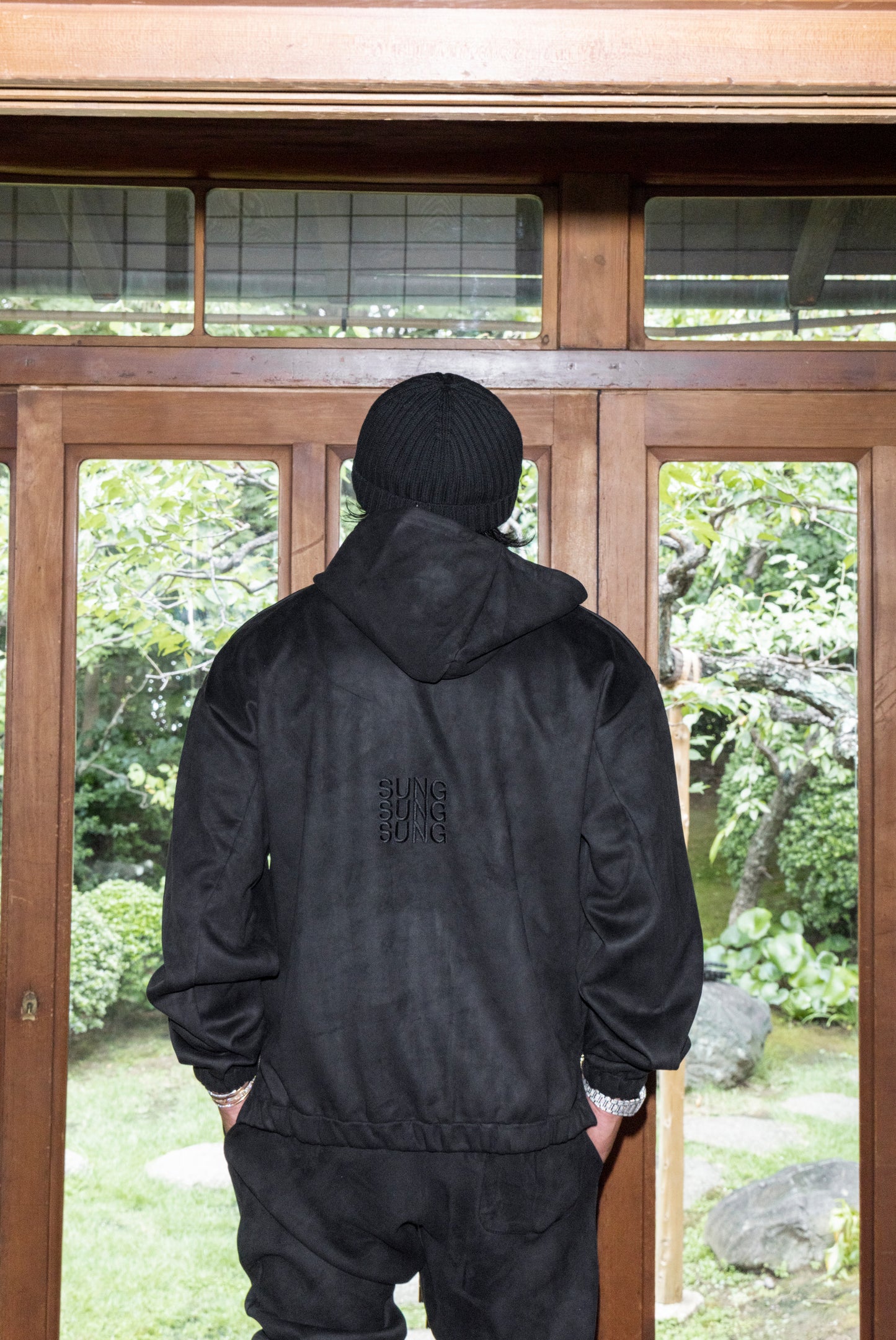 SUEDE SIDE ZIP HOODIE