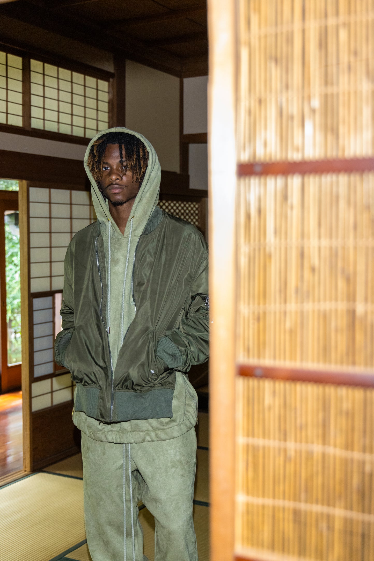 SUEDE SIDE ZIP HOODIE