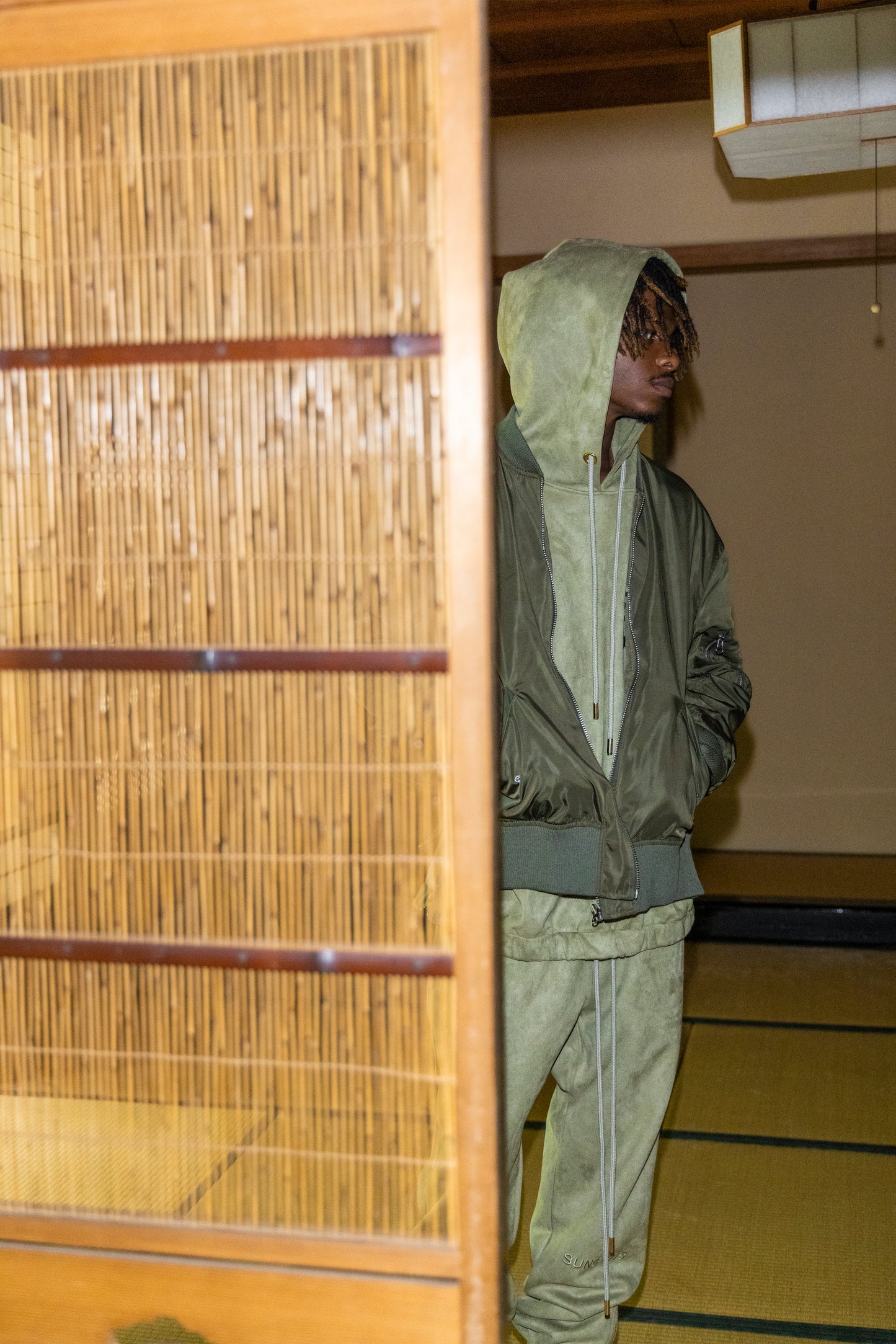 SUEDE SIDE ZIP HOODIE