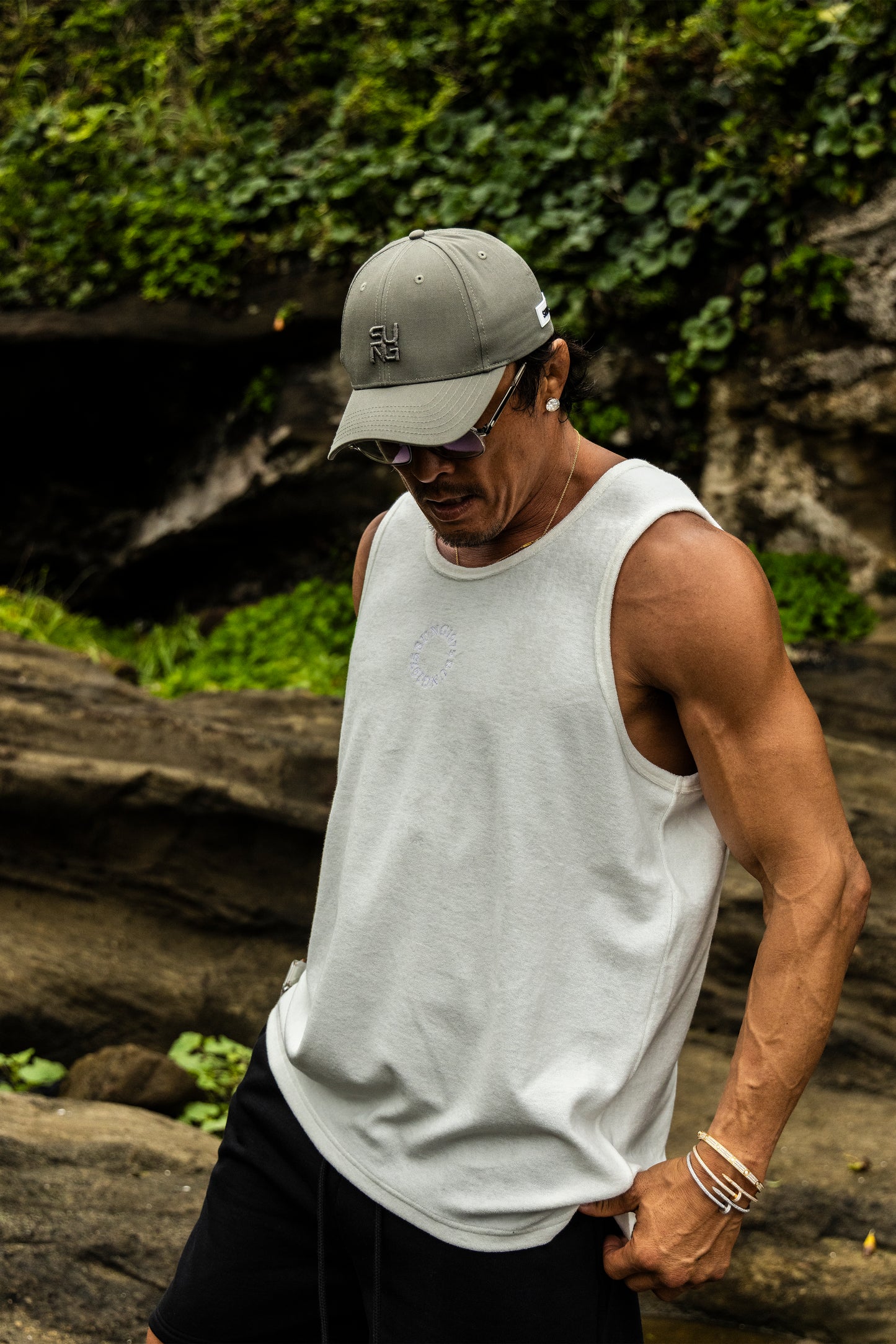 CIRCLE LOGO PILE TANK TOP