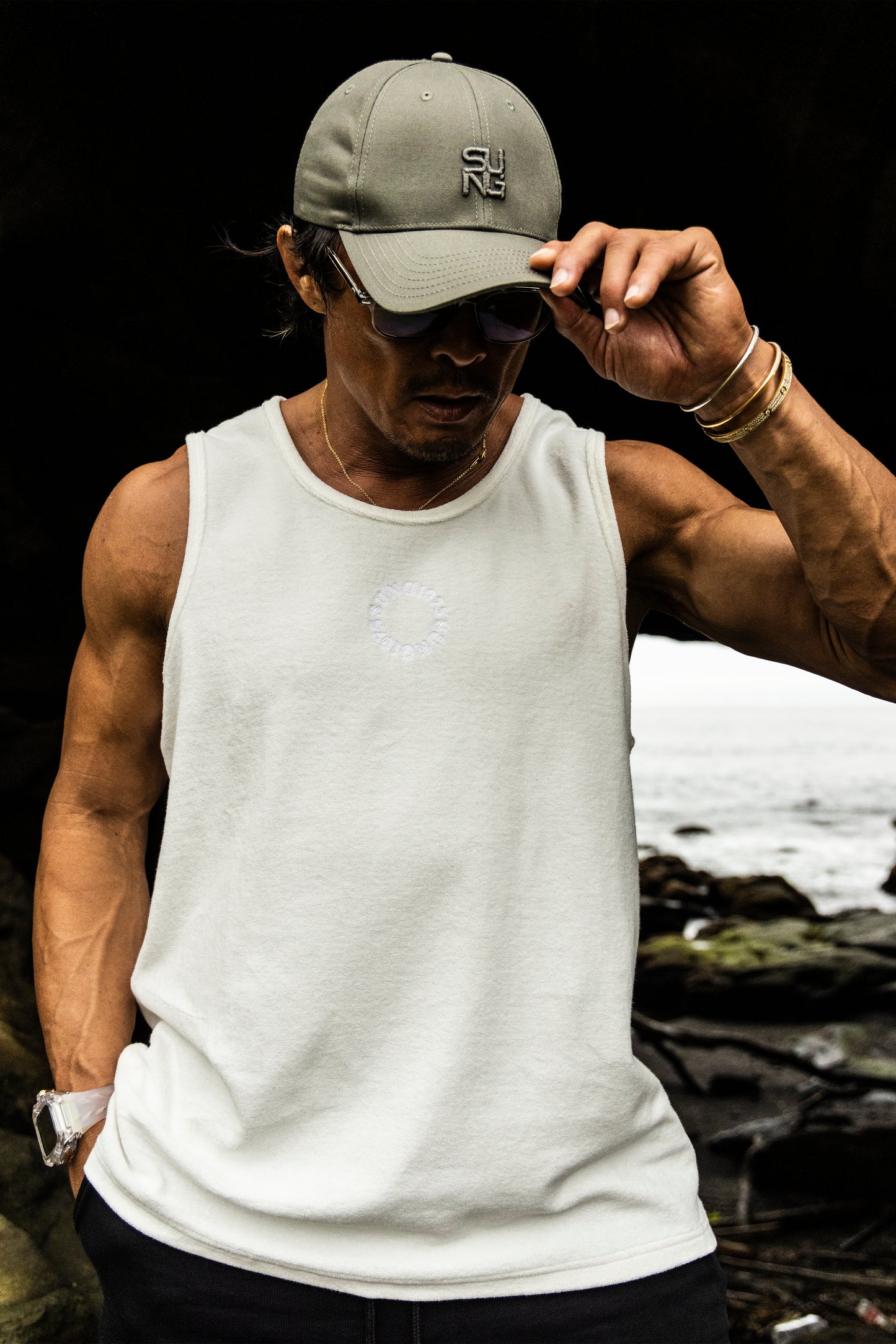 CIRCLE LOGO PILE TANK TOP