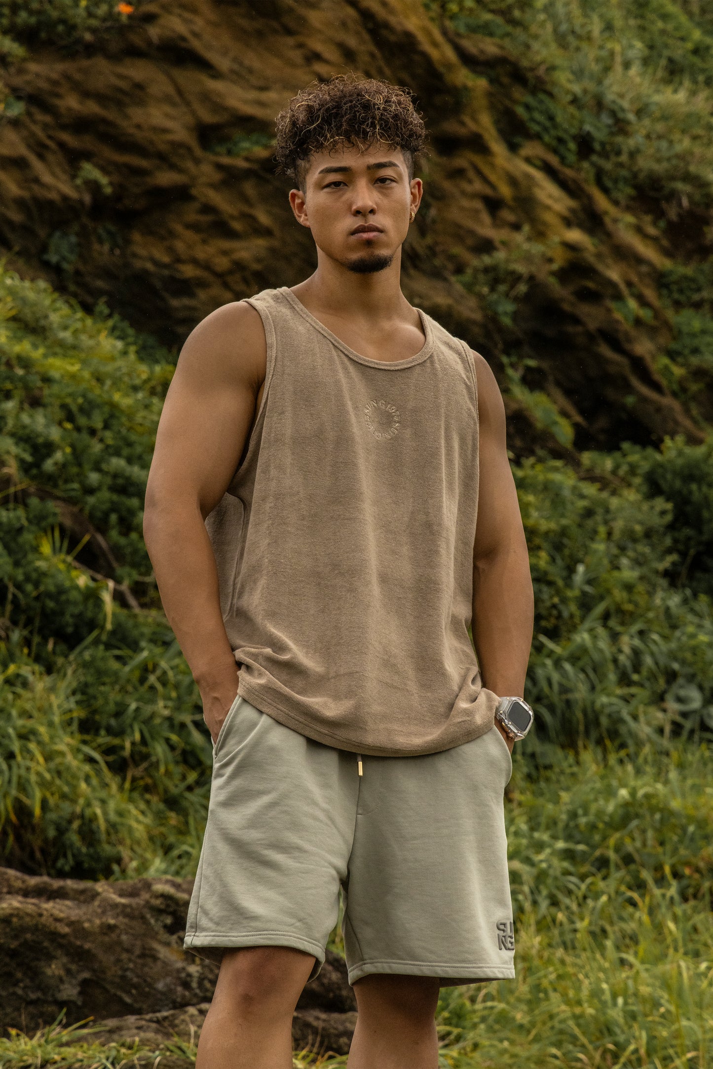 CIRCLE LOGO PILE TANK TOP