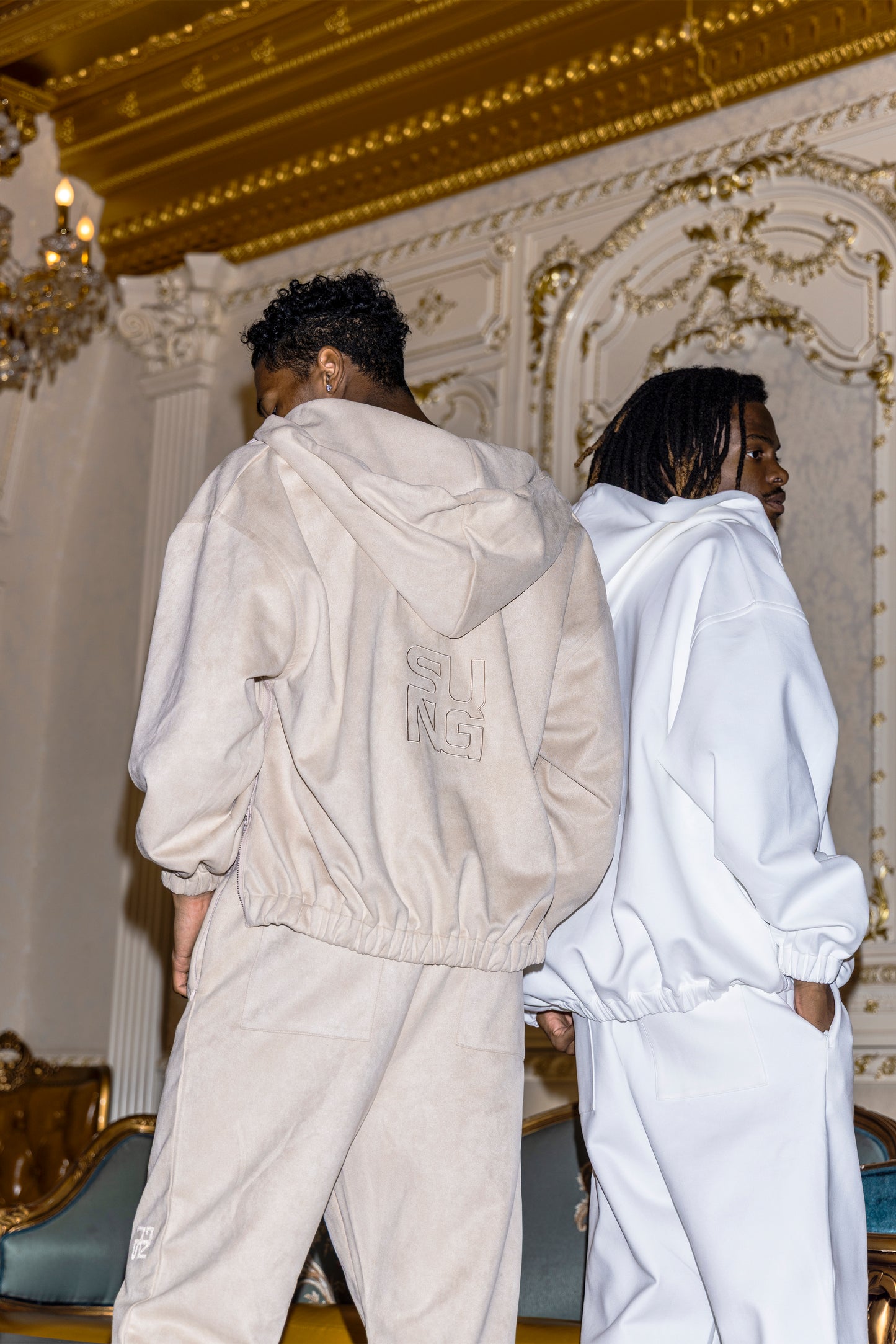 HALF ZIP FAUX SUEDE LIKE HOODIE