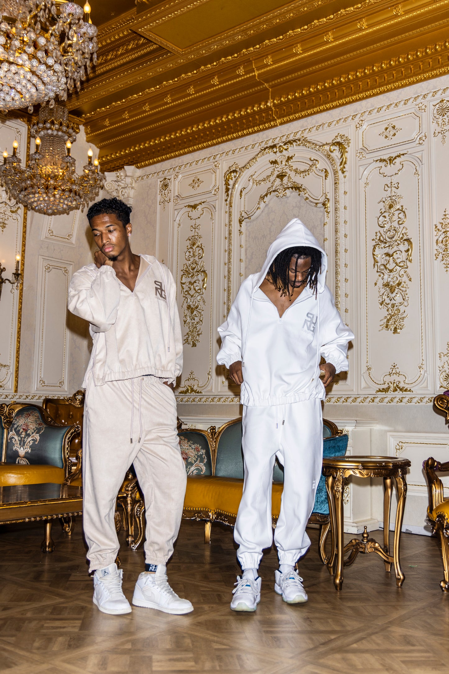 HALF ZIP FAUX SUEDE LIKE HOODIE