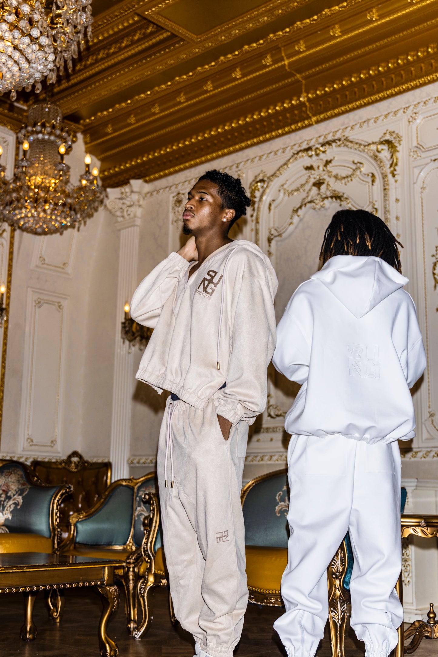 HALF ZIP FAUX SUEDE LIKE HOODIE