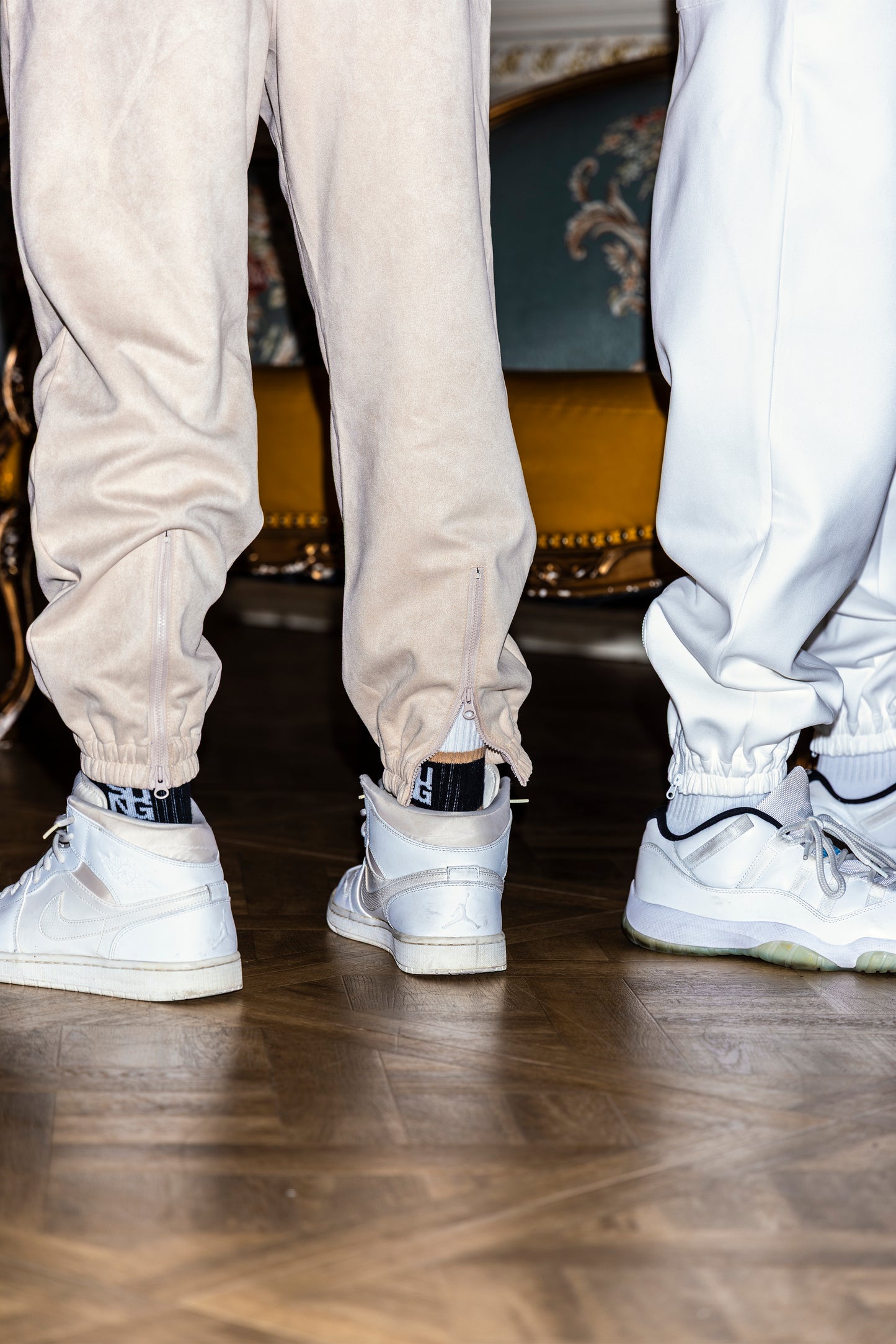 FAUX SUEDE LIKE ZIP HEM PANTS