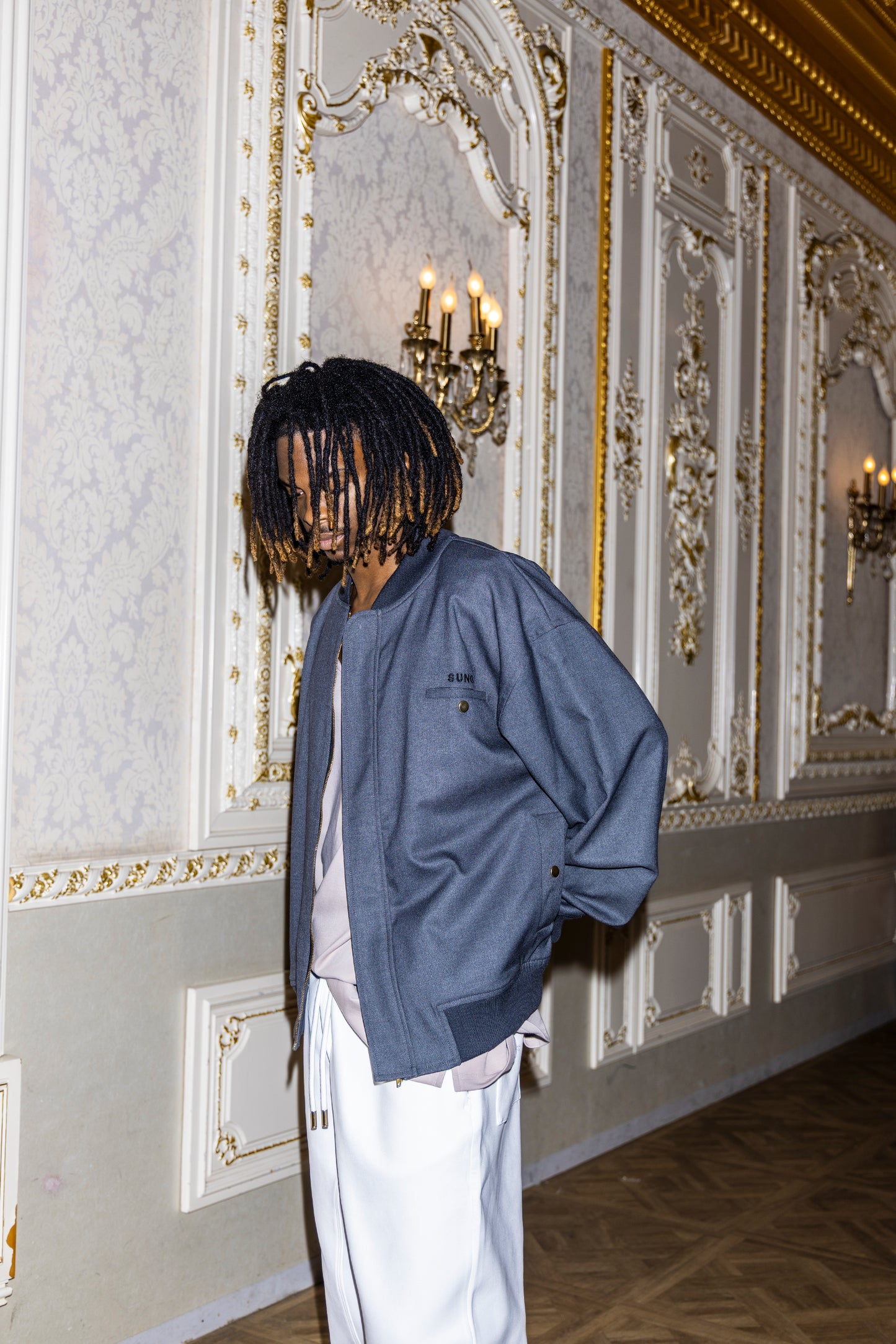 SUIT LIKE FABRIC FLIGHT JACKET