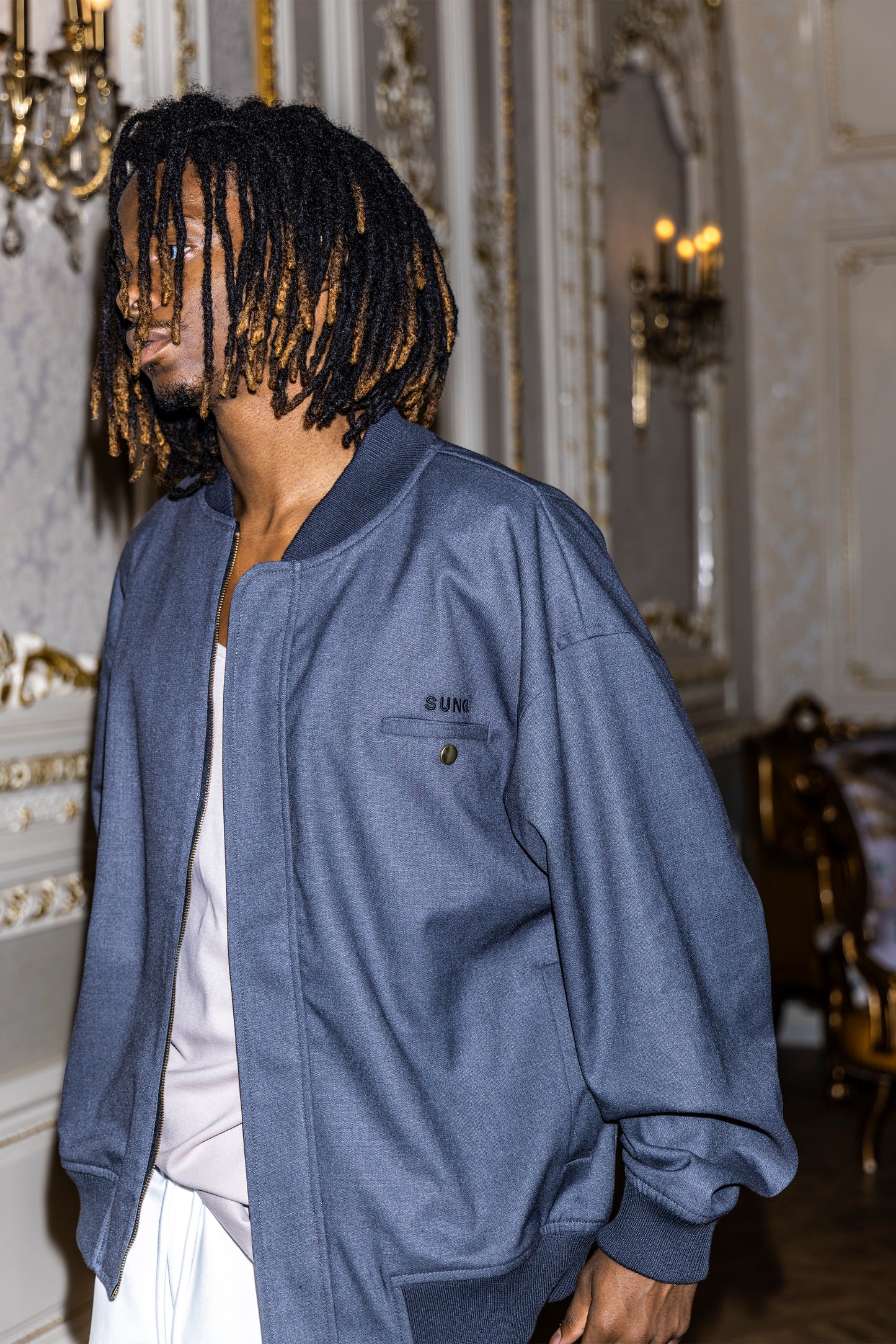 SUIT LIKE FABRIC FLIGHT JACKET