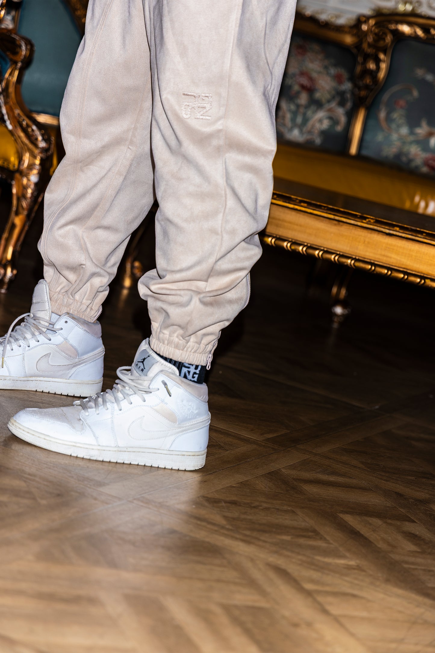 FAUX SUEDE LIKE ZIP HEM PANTS