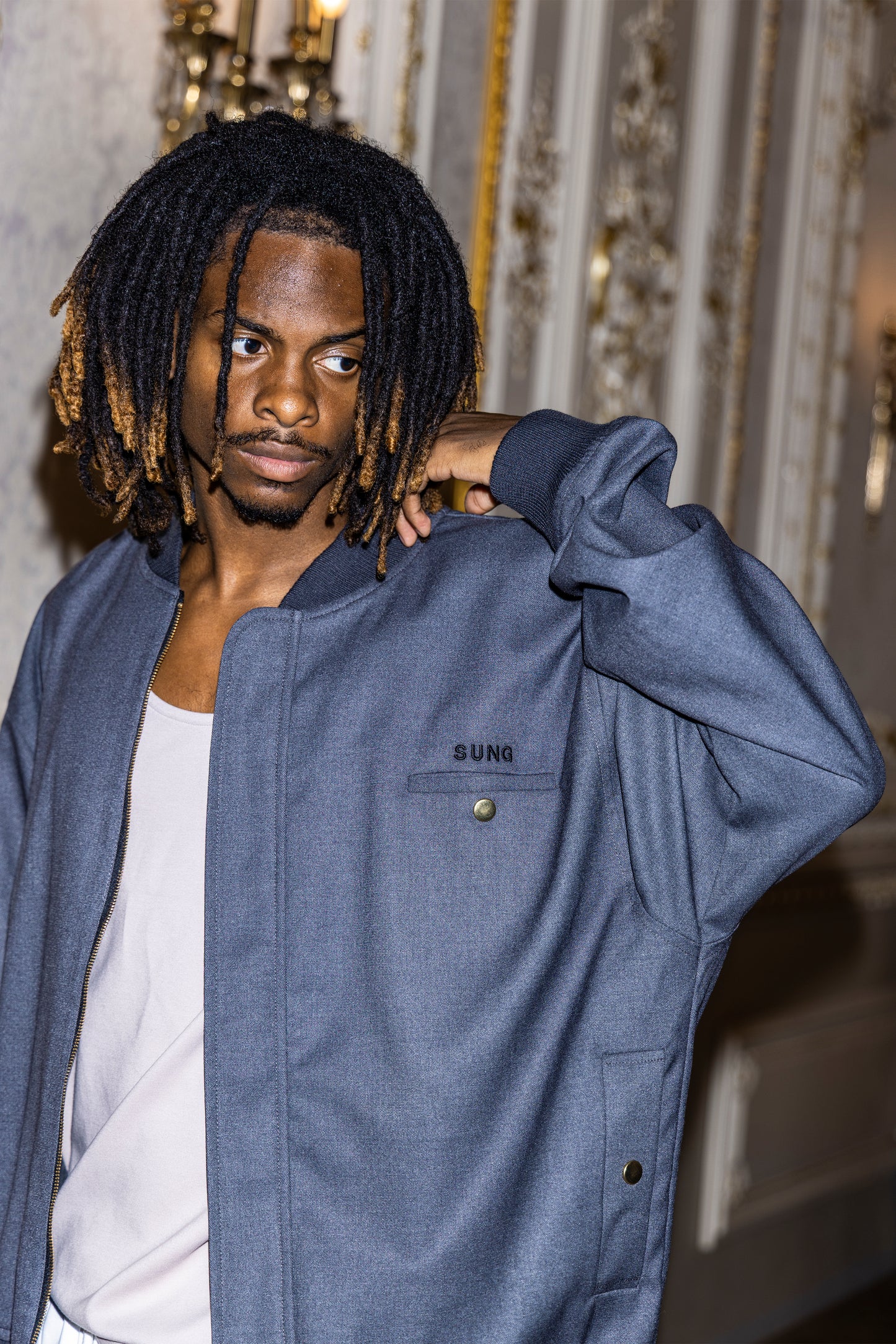 SUIT LIKE FABRIC FLIGHT JACKET