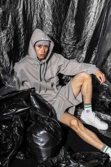 Large rubber logo half zip hoodie – SUNG-1975-