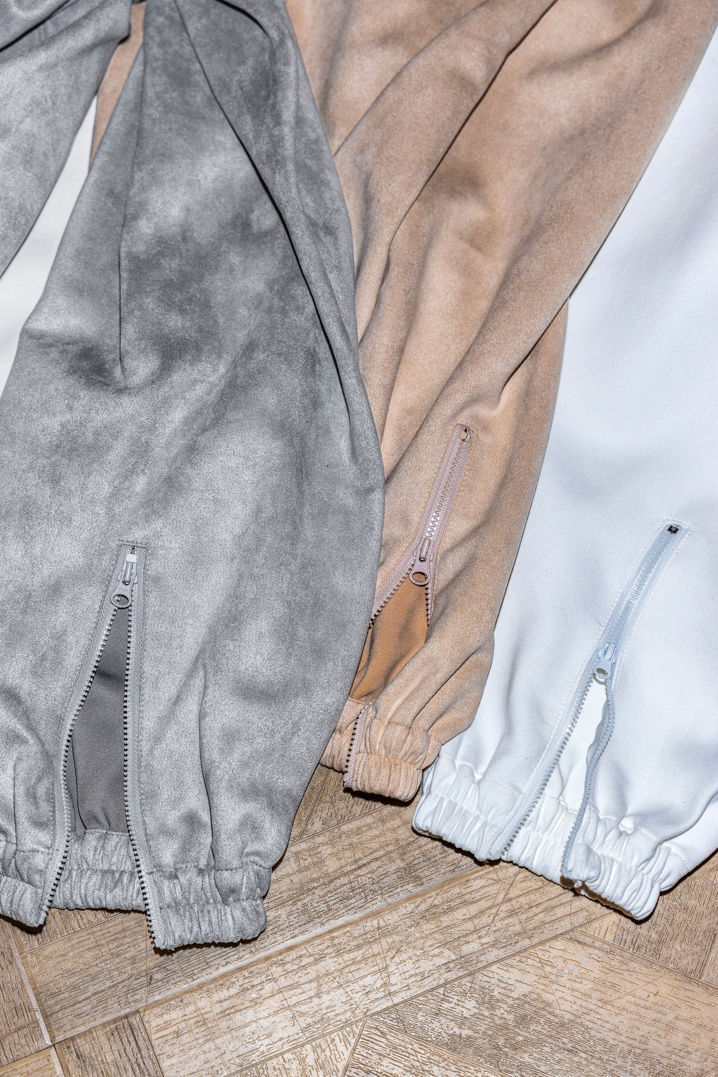 FAUX SUEDE LIKE ZIP HEM PANTS