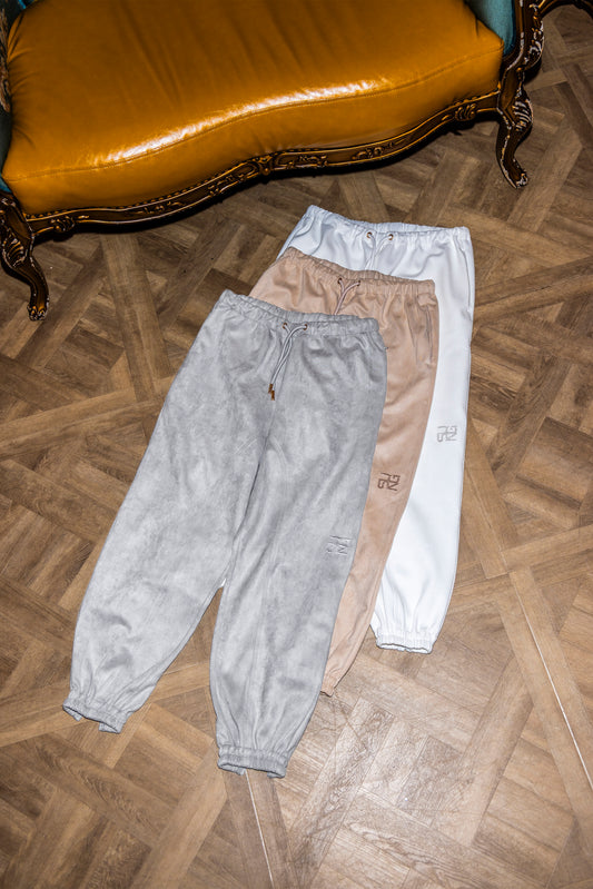 FAUX SUEDE LIKE ZIP HEM PANTS